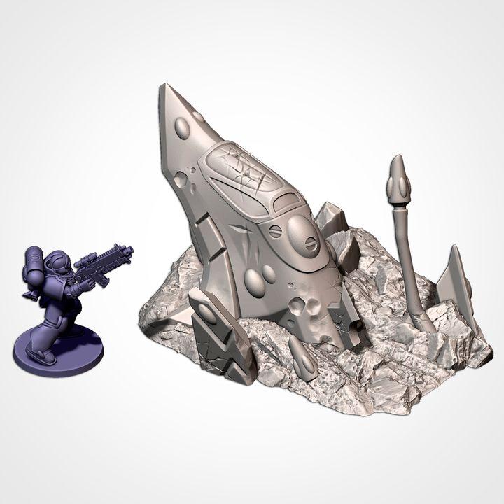 Sc-Fi Alien Crashed Ships for Wargaming