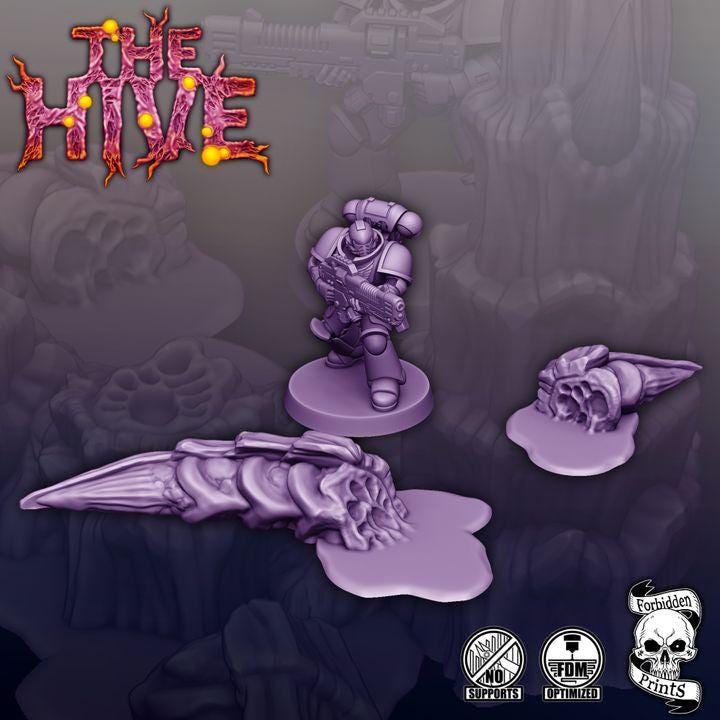 Alien Hive Scatter Terrain | 3D Printed Sci-Fi Battlefield Scenery (28mm 32mm)