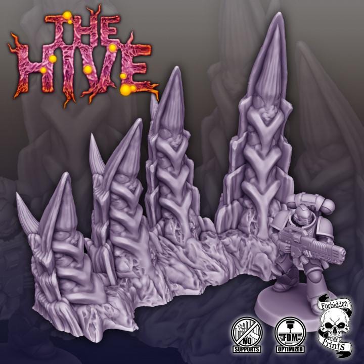 Alien Hive Scatter Terrain | 3D Printed Sci-Fi Battlefield Scenery (28mm 32mm)