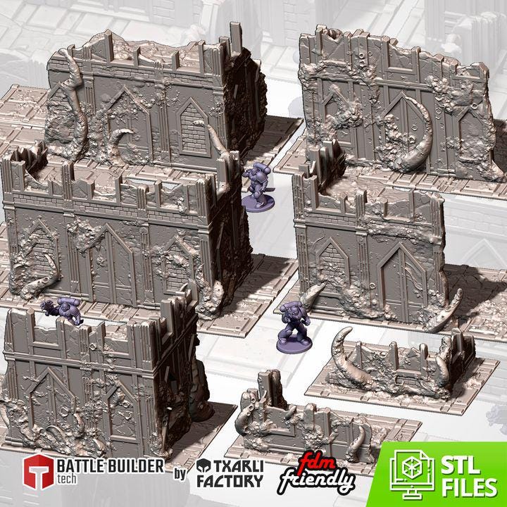 Sc-Fi Infected City Ruins for Wargaming