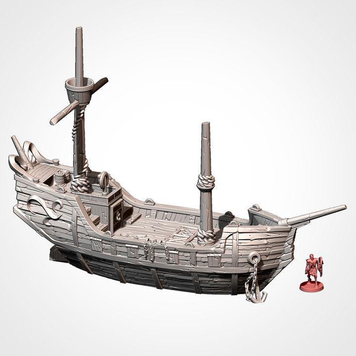 Modular Shipwreck & Boat Terrain Set | 3D Printed Fantasy Tabletop Scenery | DnD, Pathfinder, Wargaming Terrain