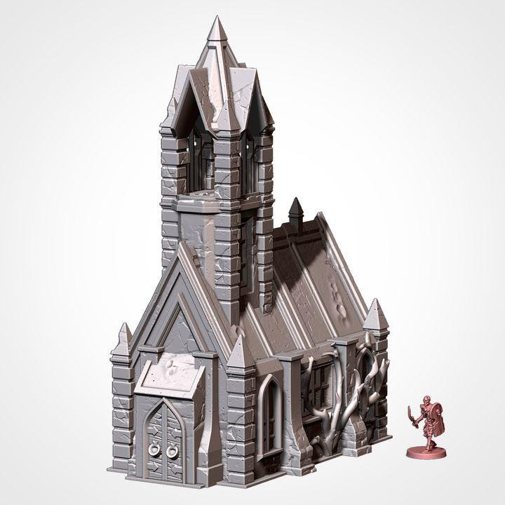 Haunted Cemetery Terrain Set | Gothic Church & Mausoleum | 3D Printed Tabletop Scenery | DnD, RPG, Wargaming, Graveyard Terrain