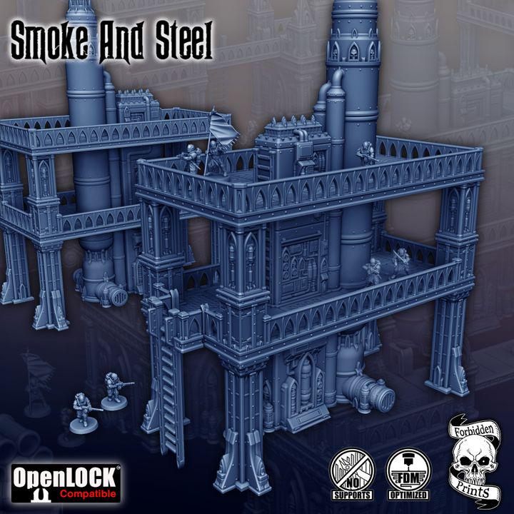 Smoke & Steel Industrial Terrain Set | Sci-Fi Wargaming Scenery (28mm-32mm) 11th Edition Terrain