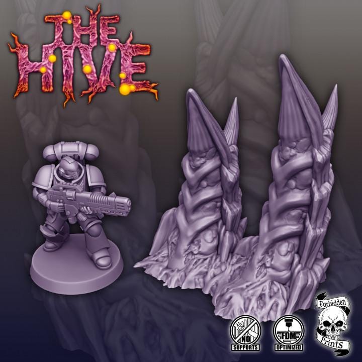Alien Hive Scatter Terrain | 3D Printed Sci-Fi Battlefield Scenery (28mm 32mm)