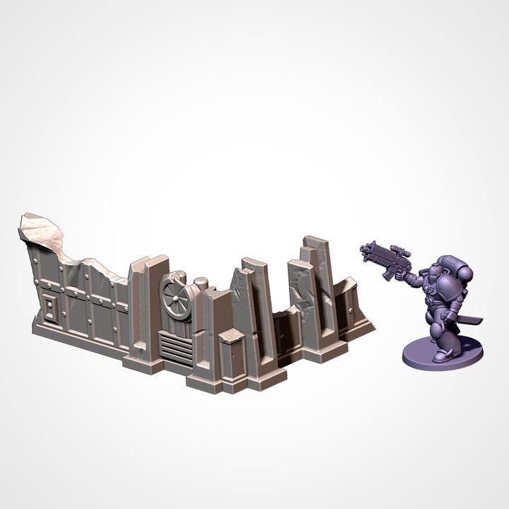 Industrial Battlefield Terrain Set | Sci-Fi Wargaming Scenery | Modular Walls (28mm-32mm)