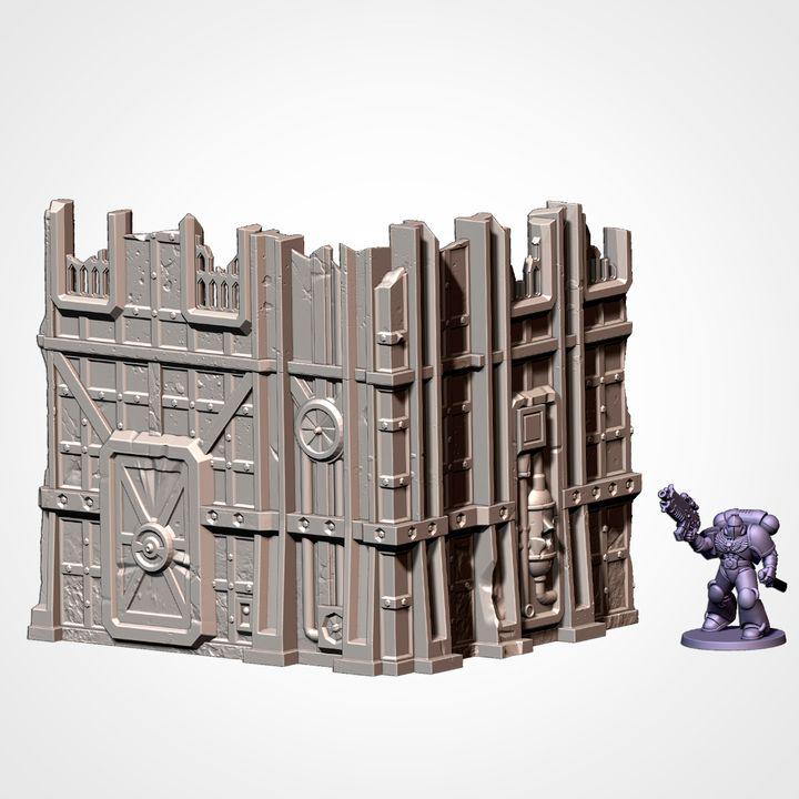 Industrial Battlefield Terrain Set | Sci-Fi Wargaming Scenery | Modular Walls (28mm-32mm)