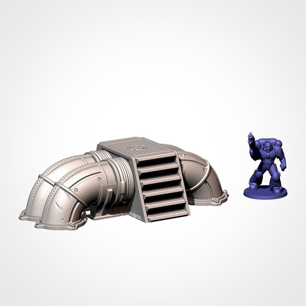 11th Edition Industrial Sci-Fi Terrain Set | Modular 28mm–32mm Wargaming Terrain | 3D Printed Towers, Tanks & Pipes