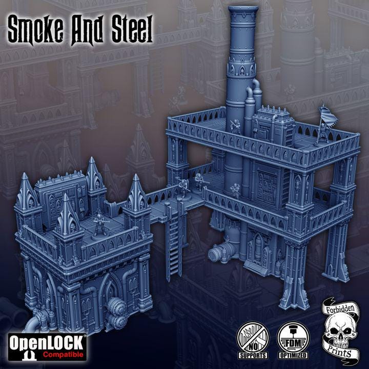 Smoke & Steel Industrial Terrain Set | Sci-Fi Wargaming Scenery (28mm-32mm) 11th Edition Terrain