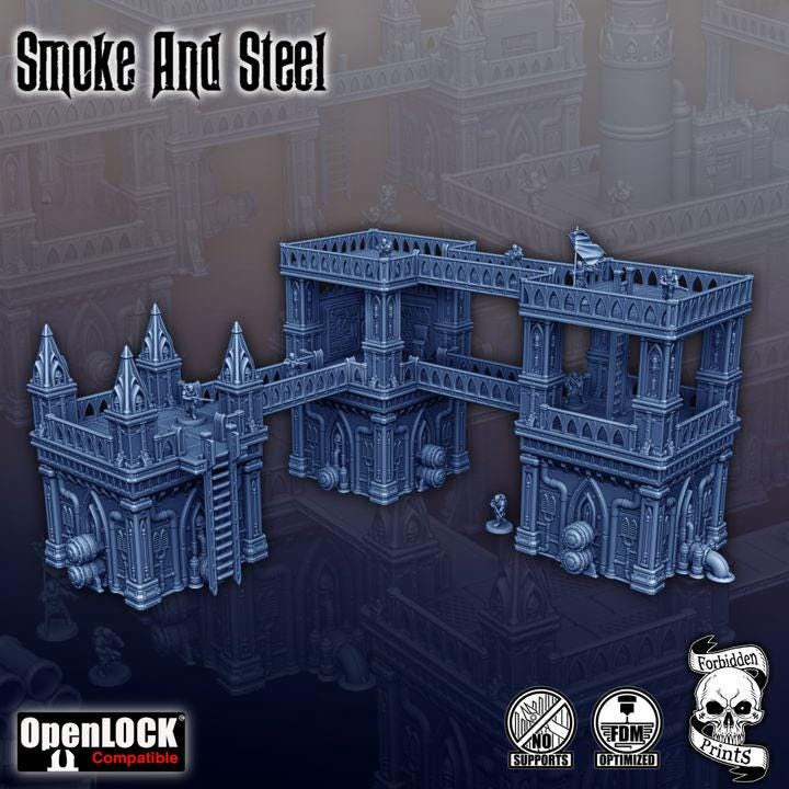Smoke & Steel Industrial Terrain Set | Sci-Fi Wargaming Scenery (28mm-32mm) 11th Edition Terrain