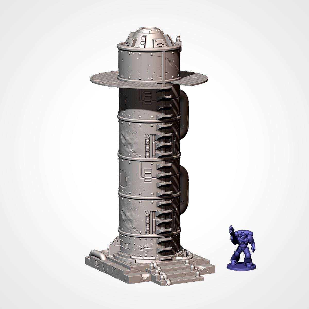 11th Edition Industrial Sci-Fi Terrain Set | Modular 28mm–32mm Wargaming Terrain | 3D Printed Towers, Tanks & Pipes