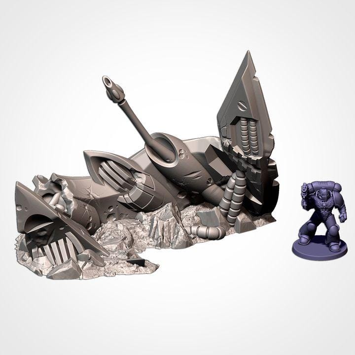 Sc-Fi Alien Crashed Ships for Wargaming