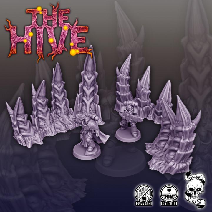 Alien Hive Scatter Terrain | 3D Printed Sci-Fi Battlefield Scenery (28mm 32mm)