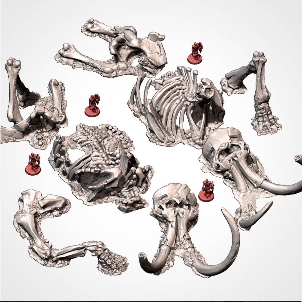Giant Bone Graveyard Terrain | 28mm 32mm Wargaming | Monster Skeleton & Skull Scenery | 3D Printed Tabletop Terrain