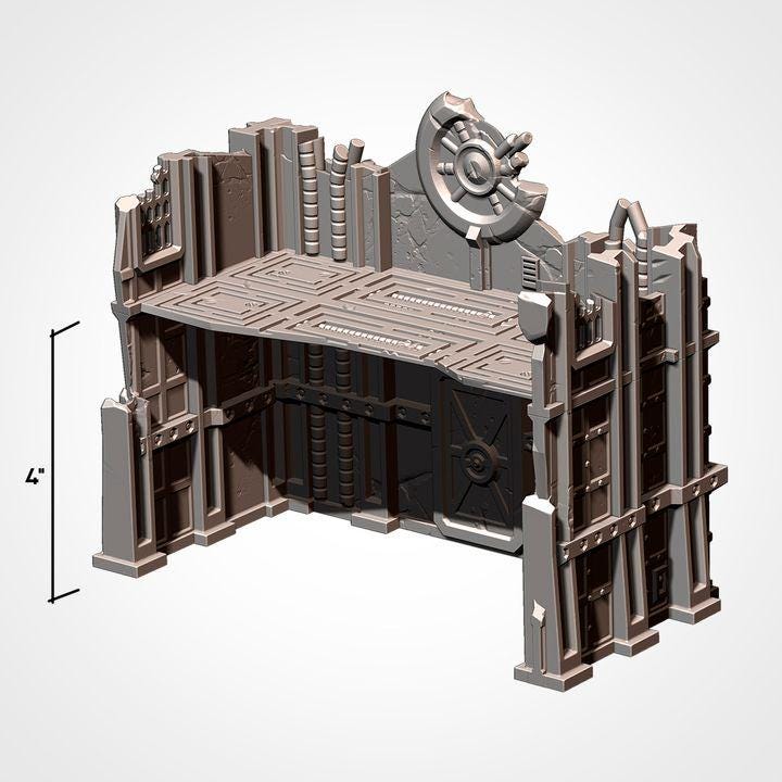 Industrial Battlefield Terrain Set | Sci-Fi Wargaming Scenery | Modular Walls (28mm-32mm)
