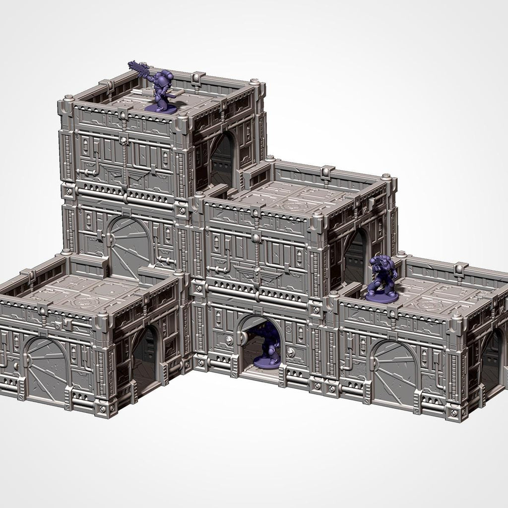 Modular Sci-Fi Hive City Terrain Set | 28mm Wargaming Buildings, Stackable Ruins