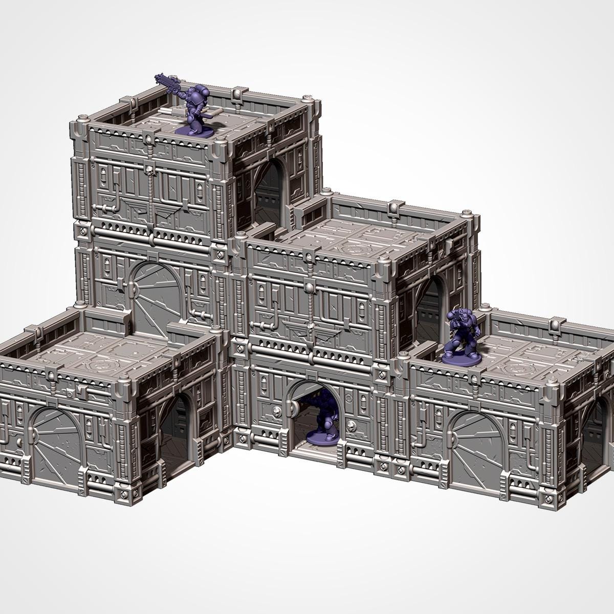Modular Sci-Fi Hive City Terrain Set | 28mm Wargaming Buildings, Stackable Ruins
