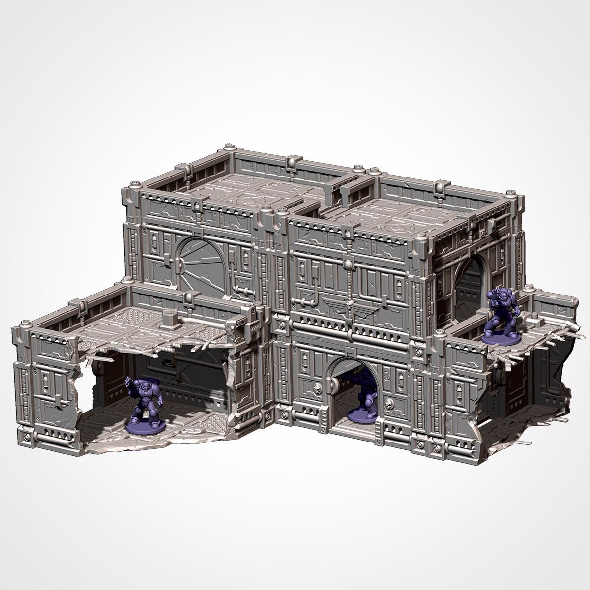 Modular Sci-Fi Hive City Terrain Set | 28mm Wargaming Buildings, Stackable Ruins