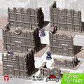 Industrial Battlefield Terrain Set | Sci-Fi Wargaming Scenery | Modular Walls (28mm-32mm)