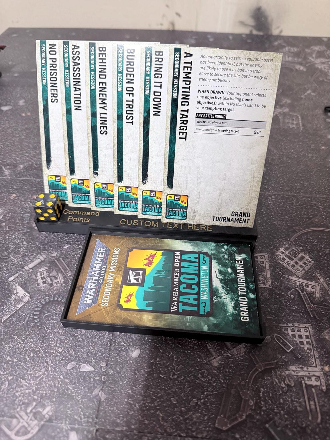 40K Secondary Mission Card Holder | Command Point Tracker | Magnetic Detachable Deck Tray | Tabletop Gaming Organizer