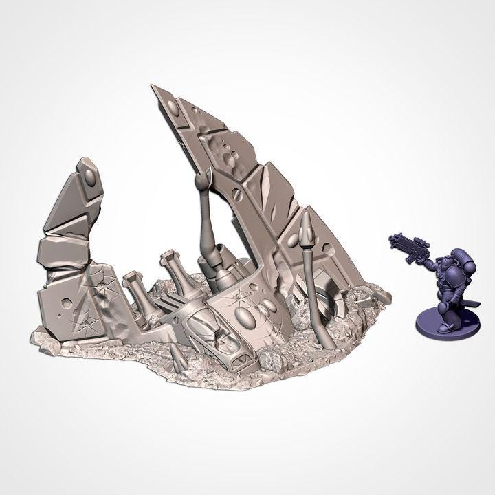 Sc-Fi Alien Crashed Ships for Wargaming