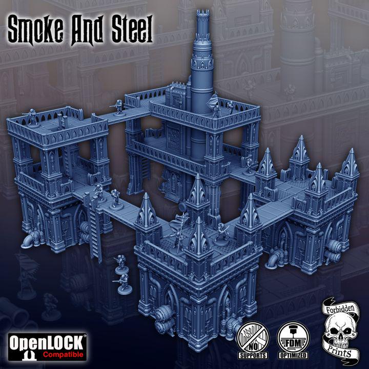 Smoke & Steel Industrial Terrain Set | Sci-Fi Wargaming Scenery (28mm-32mm) 11th Edition Terrain