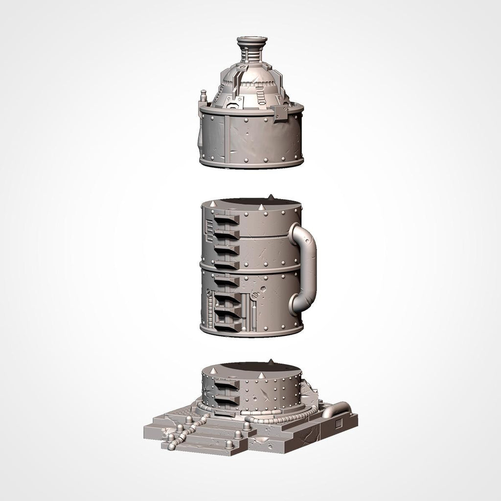 11th Edition Industrial Sci-Fi Terrain Set | Modular 28mm–32mm Wargaming Terrain | 3D Printed Towers, Tanks & Pipes