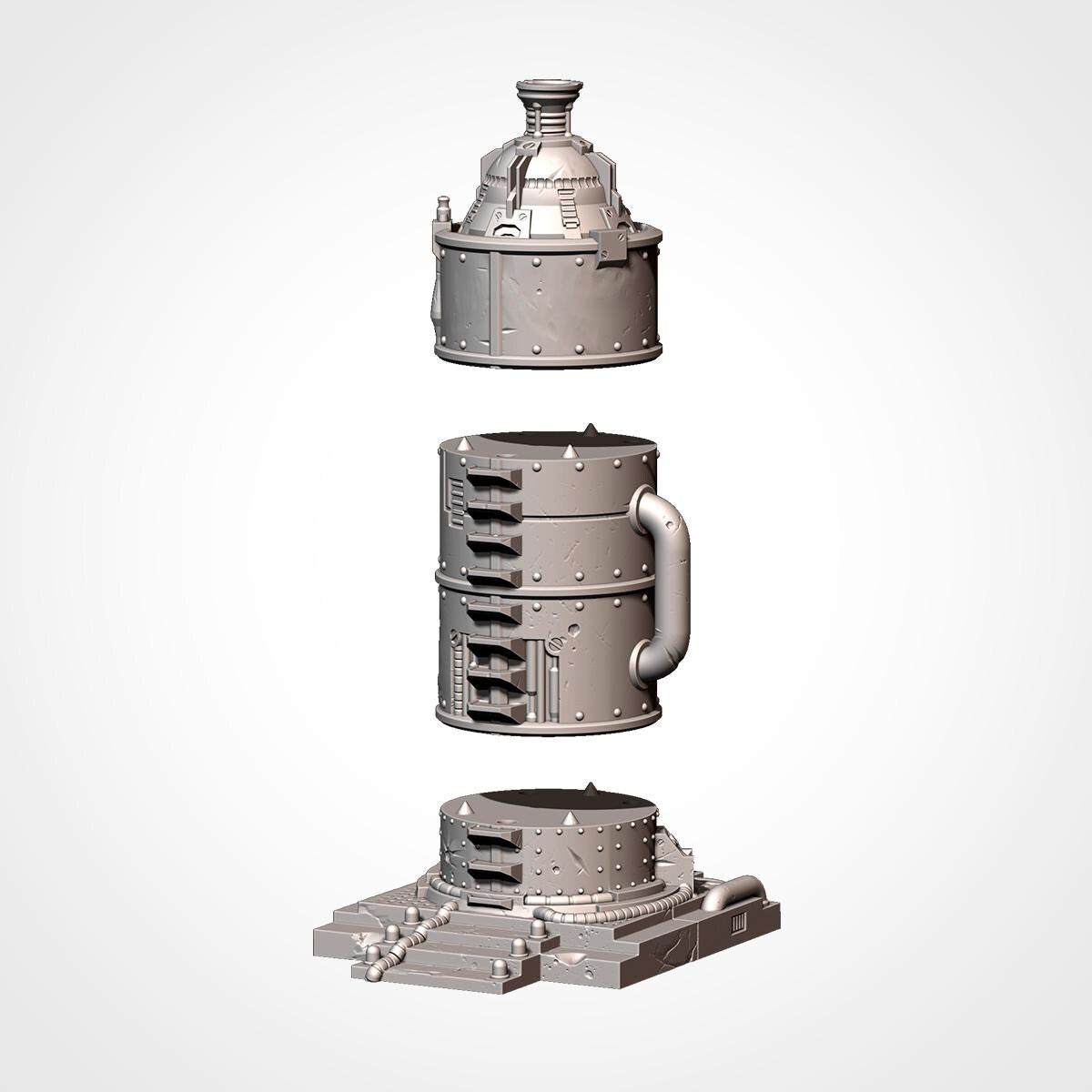 11th Edition Industrial Sci-Fi Terrain Set | Modular 28mm–32mm Wargaming Terrain | 3D Printed Towers, Tanks & Pipes