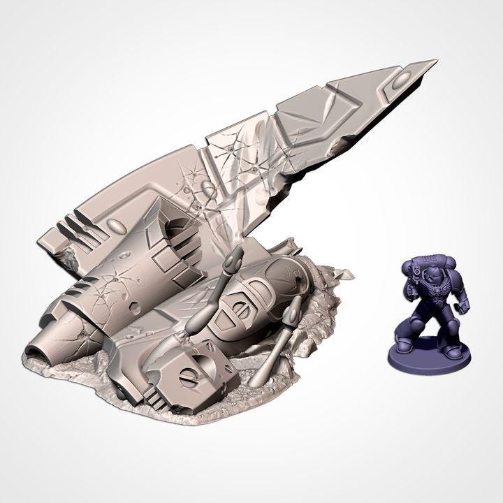 Sc-Fi Alien Crashed Ships for Wargaming