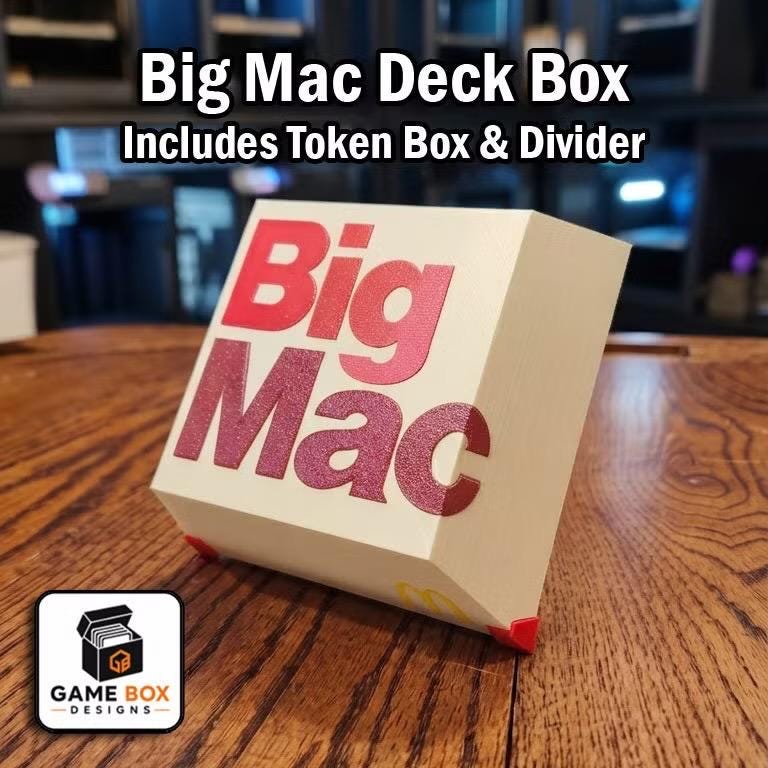 Big Mac Inspired Deck Box with Token Box and Divider | 3D Printed MTG Commander Deck Box | TCG Card Storage & Gaming Accessory