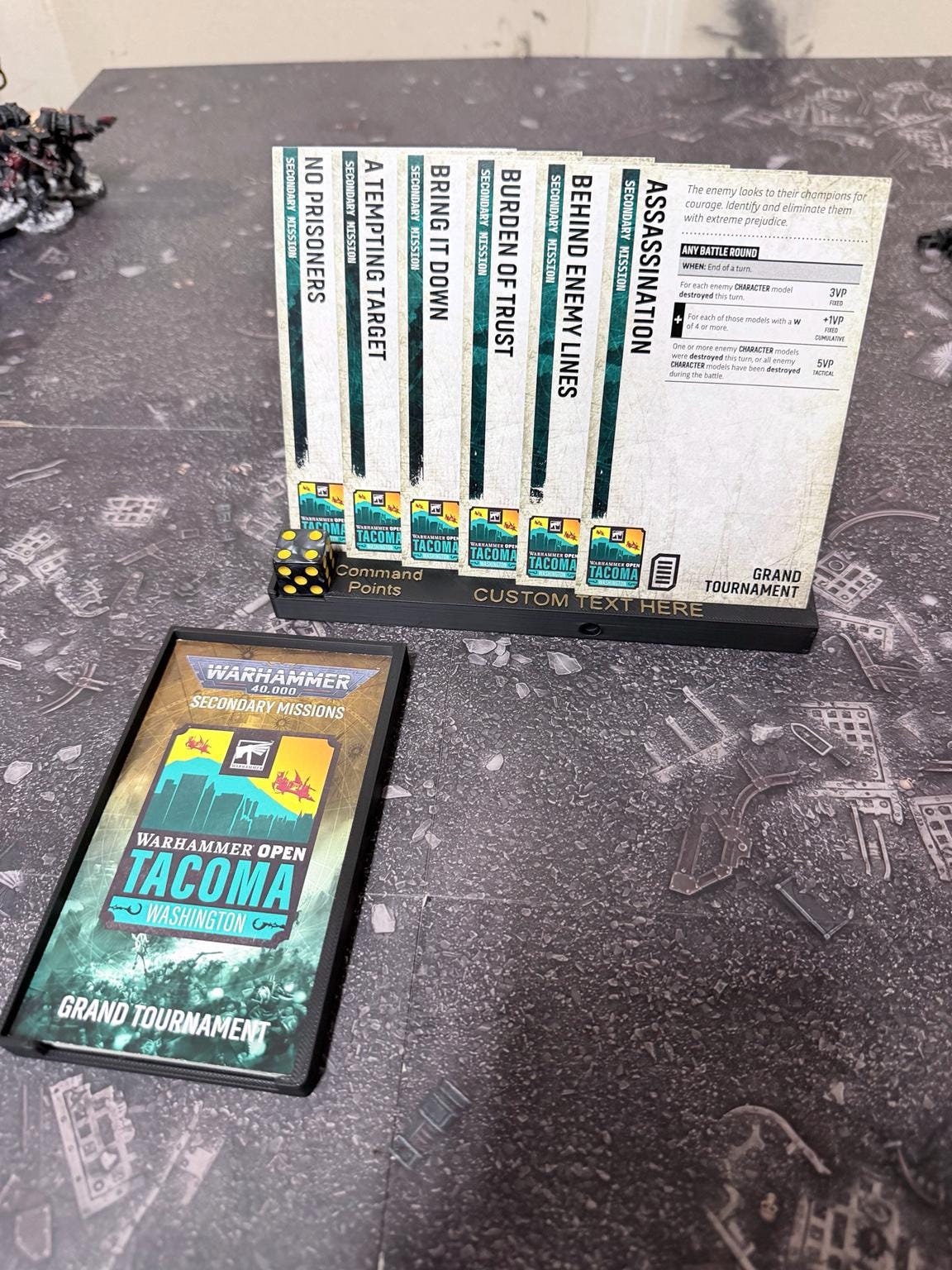 40K Secondary Mission Card Holder | Command Point Tracker | Magnetic Detachable Deck Tray | Tabletop Gaming Organizer