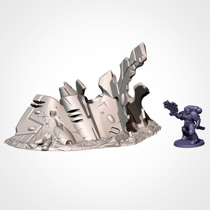 Sc-Fi Alien Crashed Ships for Wargaming
