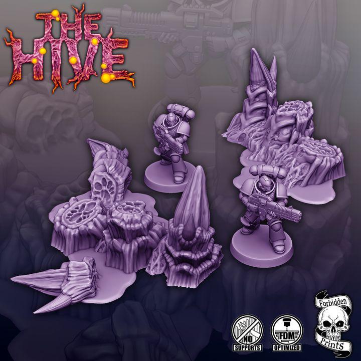 Alien Hive Scatter Terrain | 3D Printed Sci-Fi Battlefield Scenery (28mm 32mm)