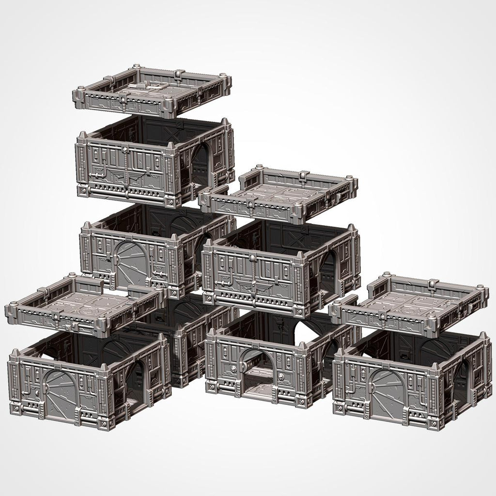Modular Sci-Fi Hive City Terrain Set | 28mm Wargaming Buildings, Stackable Ruins