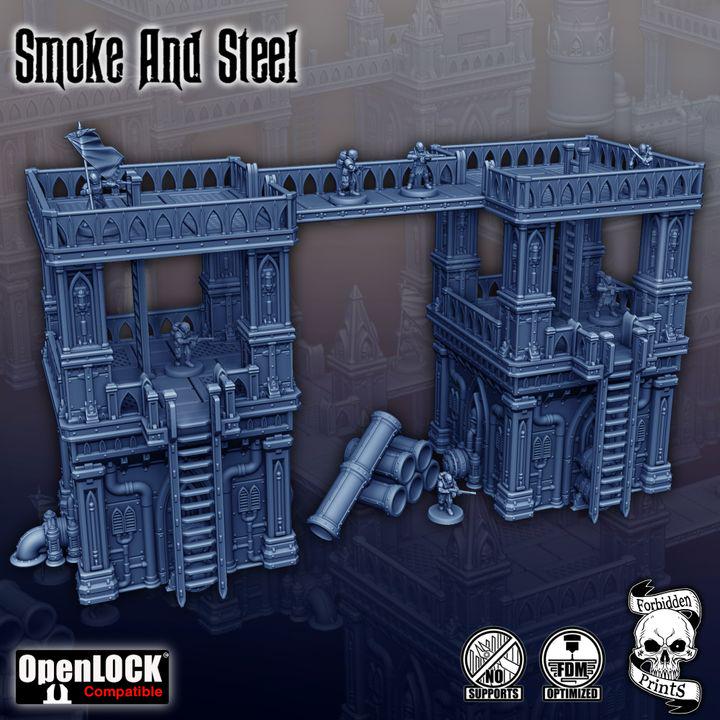 Smoke & Steel Industrial Terrain Set | Sci-Fi Wargaming Scenery (28mm-32mm) 11th Edition Terrain