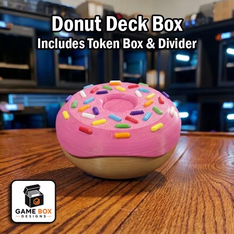 Donut Deck Box with Token Box & Divider | 3D Printed TCG Card Storage | MTG Commander Deck Box | Trading Card Game Accessory