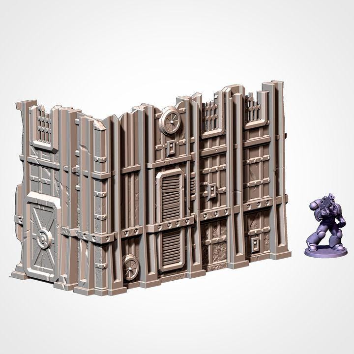 Industrial Battlefield Terrain Set | Sci-Fi Wargaming Scenery | Modular Walls (28mm-32mm)