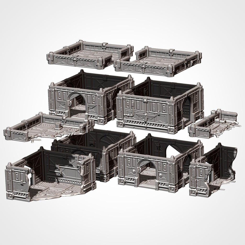 Modular Sci-Fi Hive City Terrain Set | 28mm Wargaming Buildings, Stackable Ruins