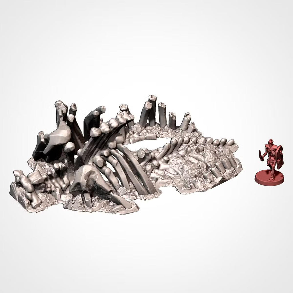 Giant Bone Graveyard Terrain | 28mm 32mm Wargaming | Monster Skeleton & Skull Scenery | 3D Printed Tabletop Terrain